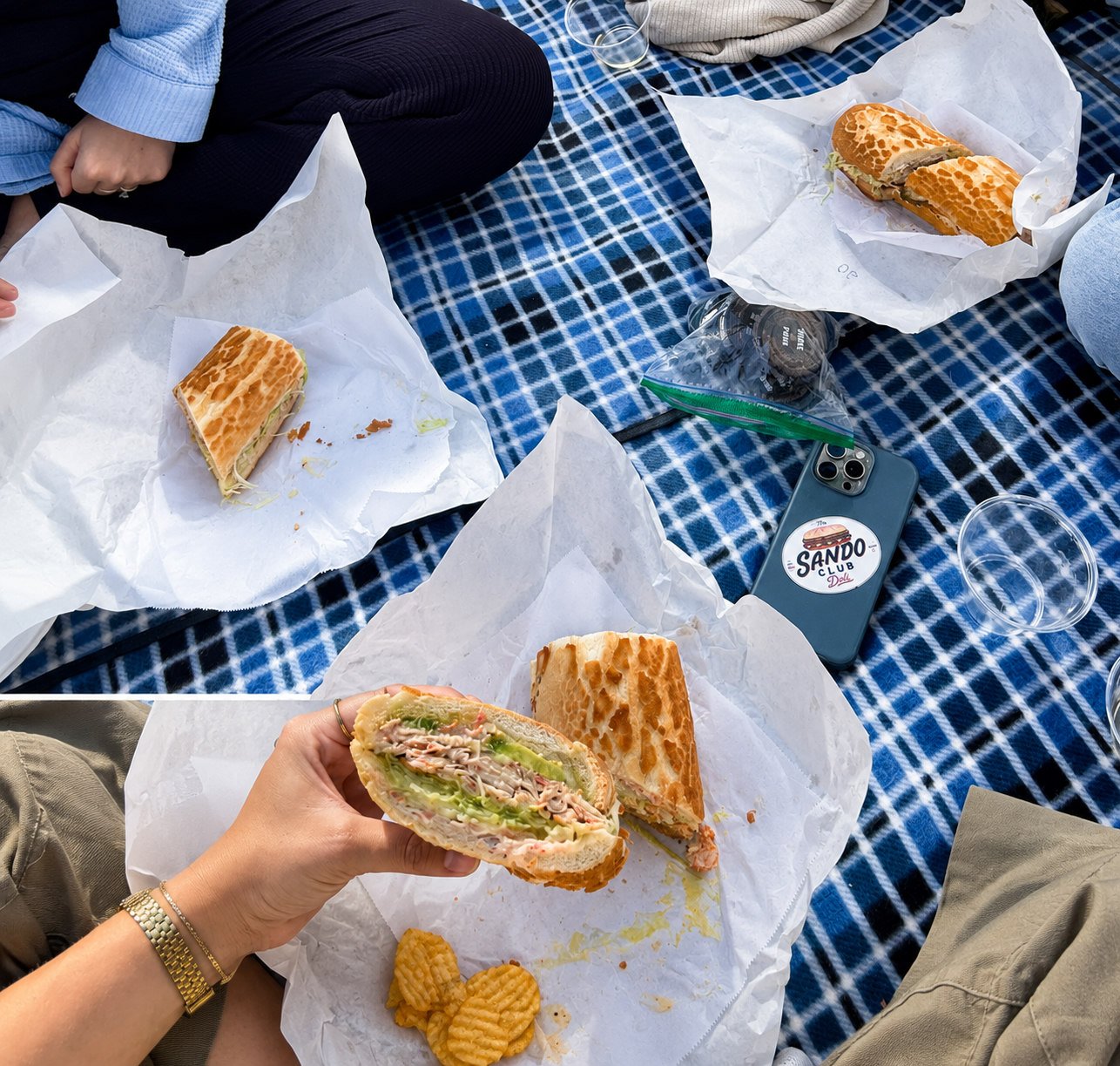 Sando Club sandwiches at a picnic